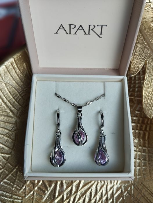 Komplet Apart srebro 925 biżuterii łańcuszek kolczyki zestaw ko
