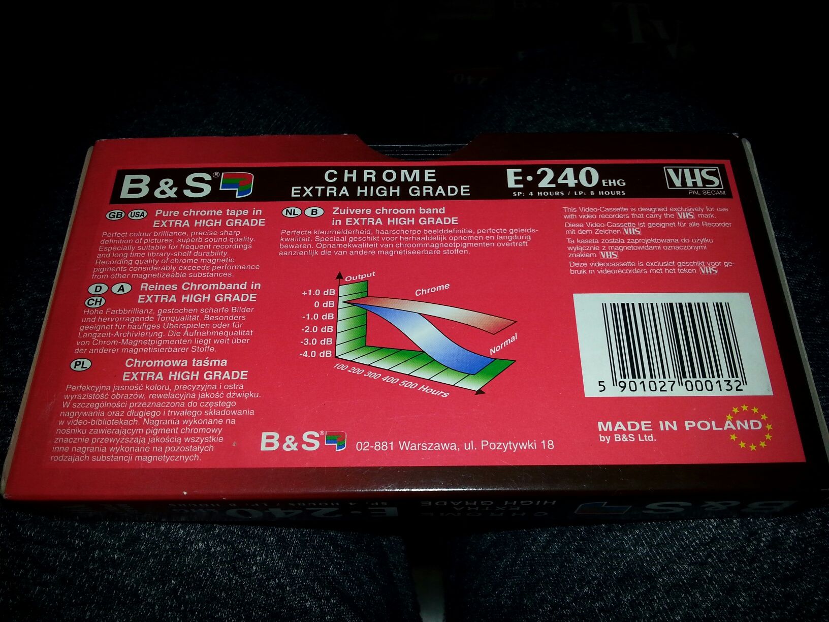Kaseta sprawna VHS CHROME Extra High Grade E-240 f-my B&S