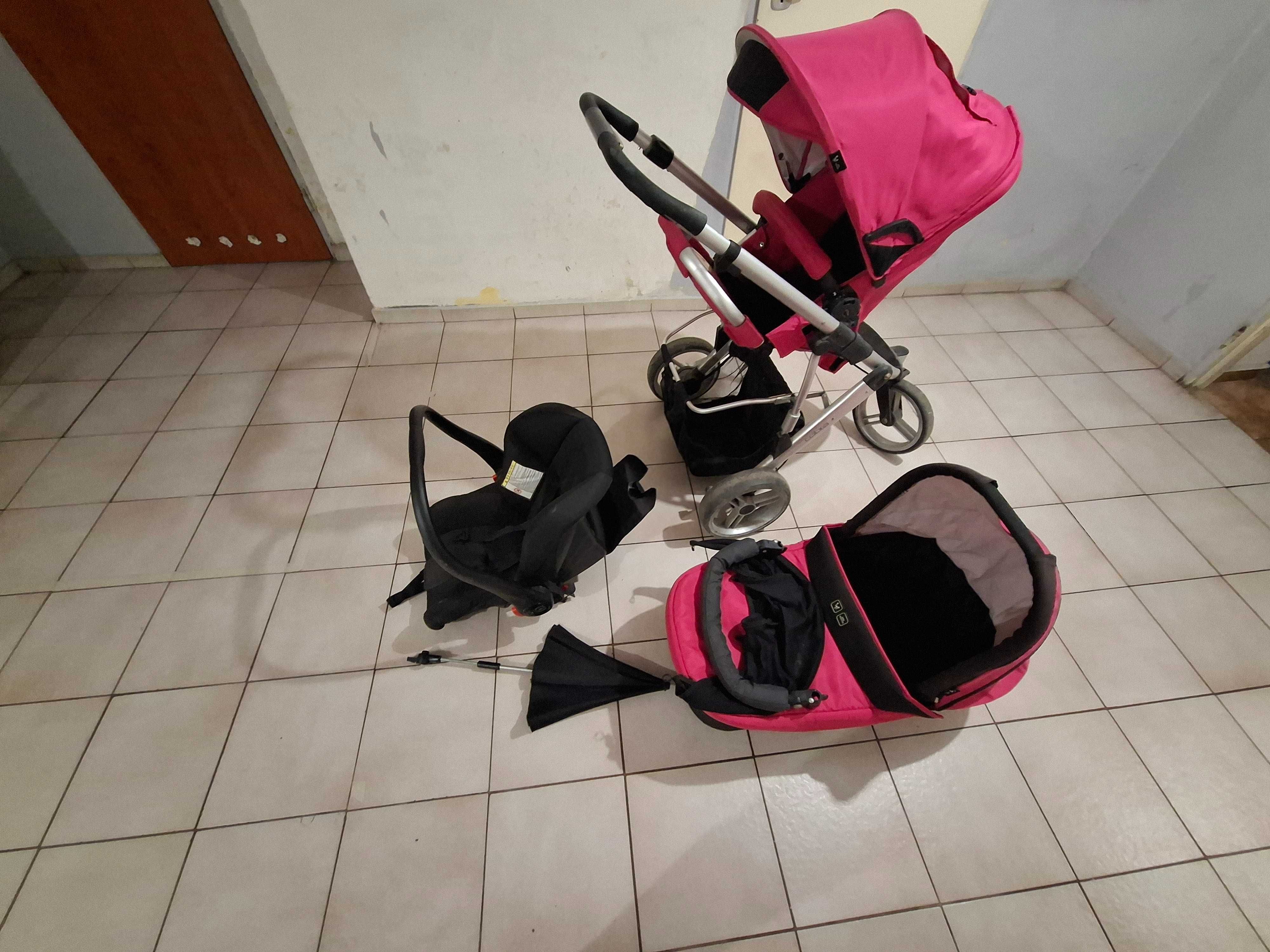 Sprzedam wózek dziecięcy 3w1 firmy Cobra kolor rózowo-czarny.