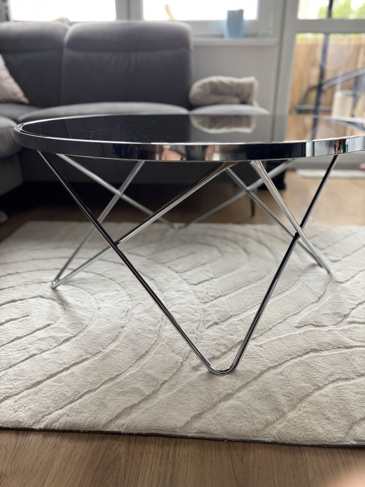 Stolik okragly 85cm szkło, chrom
