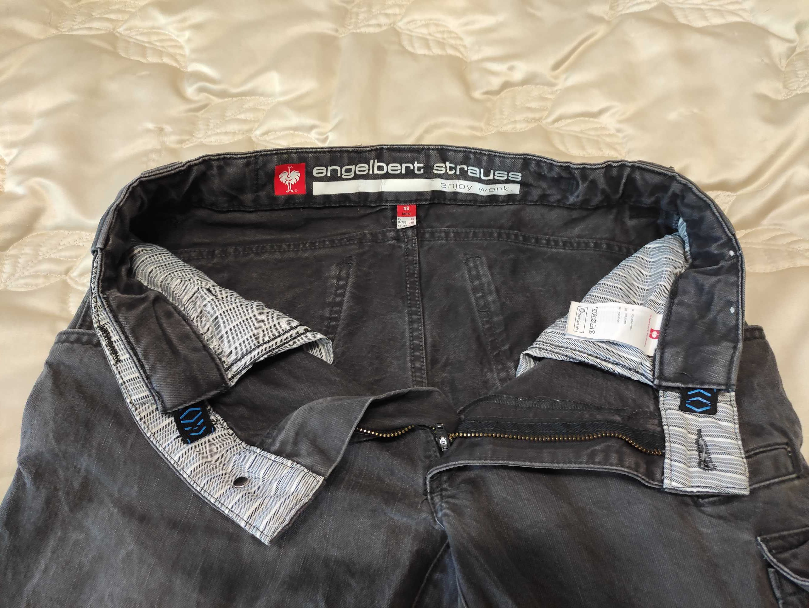 Męskie jeansowe spodnie robocze cargo Engelbert Strauss r. 46