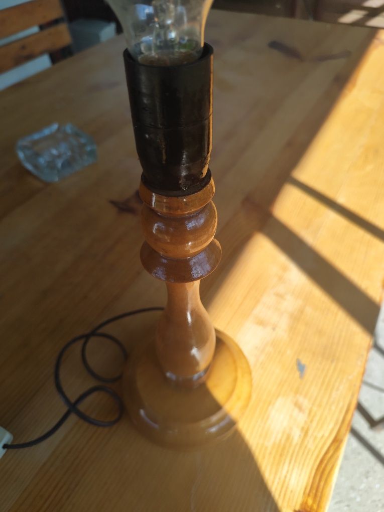 Lampa stojąca drewniana prl vintage