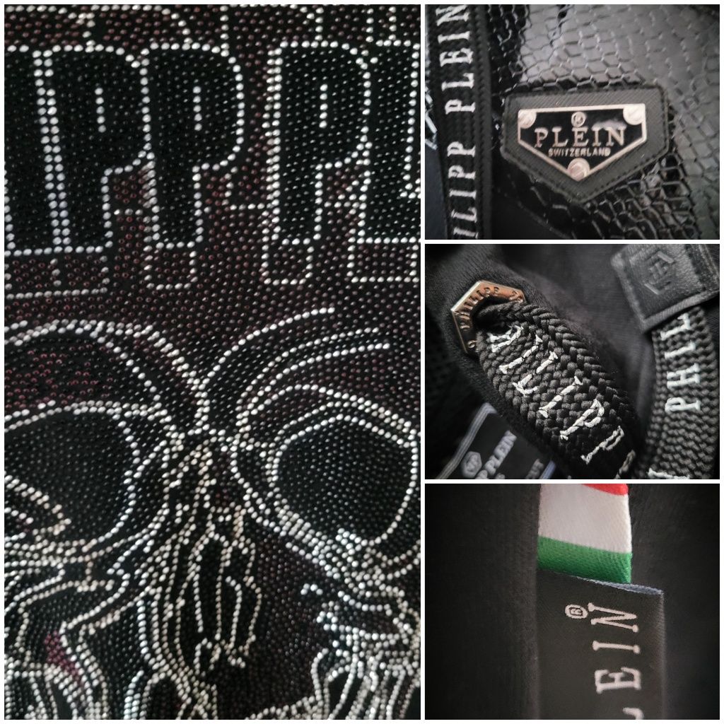 Philipp Plein Bluza z kapturem czacha cyrkonie S-XXL