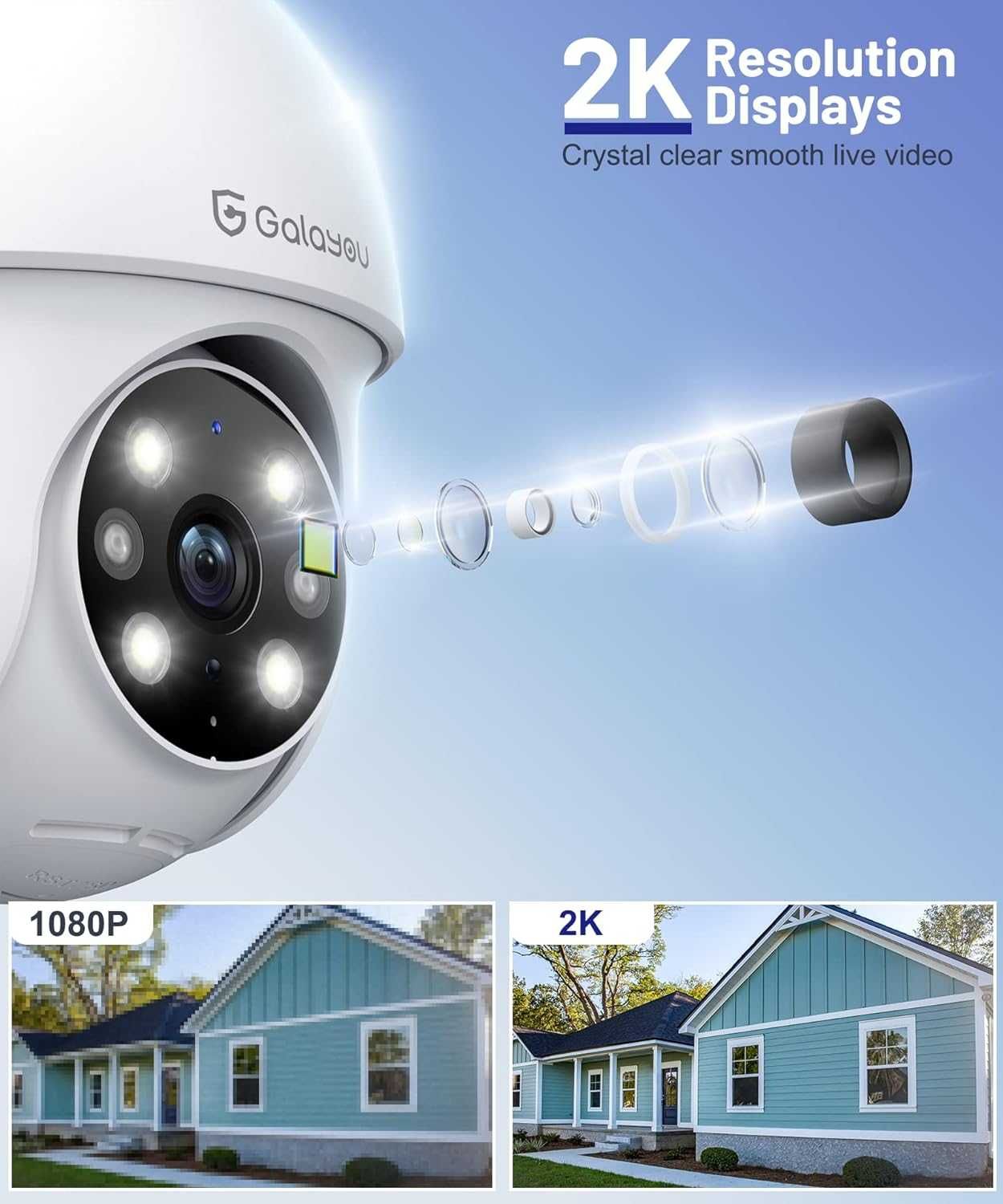 Zestaw dwóch kamer zewnętrznych Galayou Y4 2K 3MP Wifi App 613