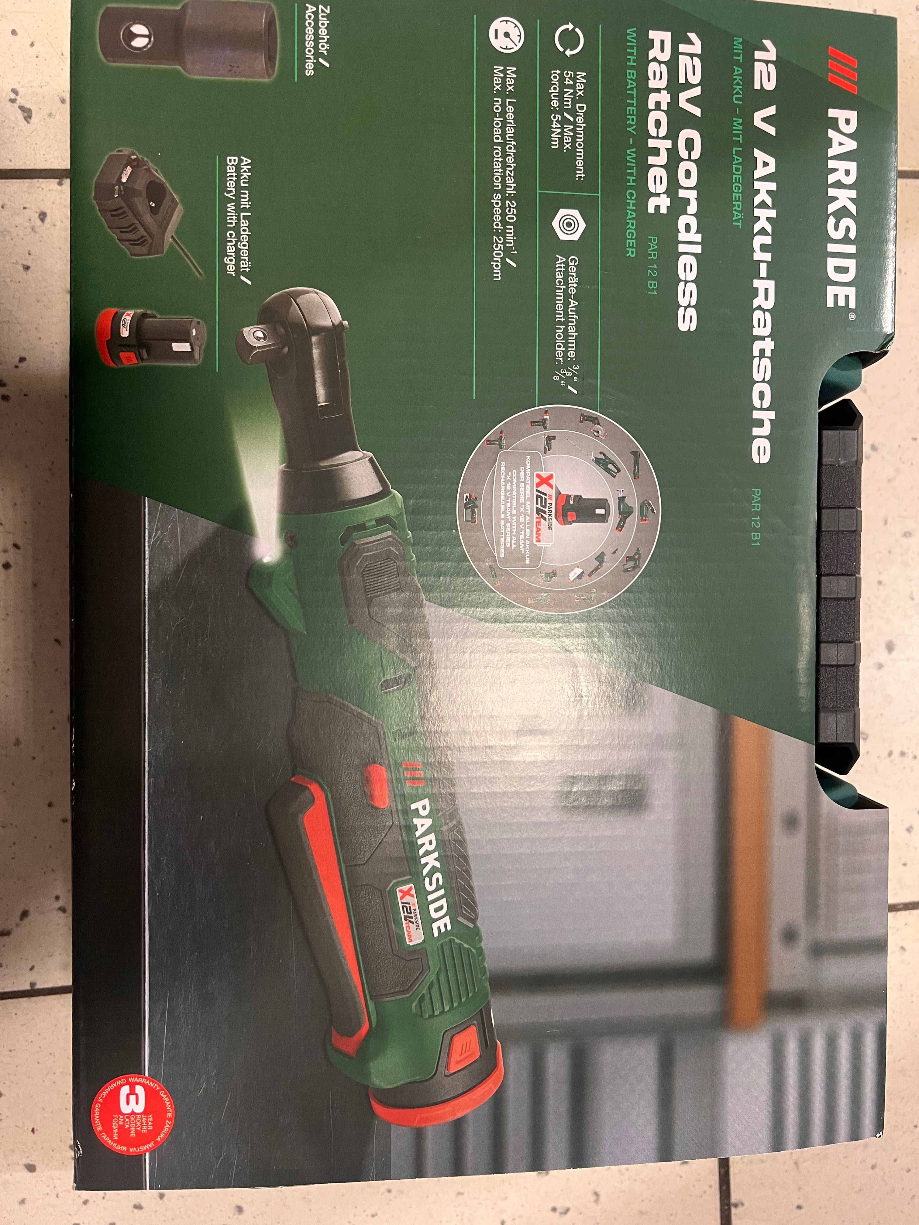 PARKSIDE Akumulatorowa Grzechotka 12V + akumulator + ładowarka