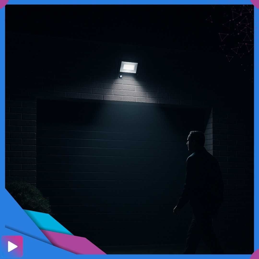 Halogen LED 100W z Czujnikiem Ruchu i Zmierzchu na Kablu Naświetlacz