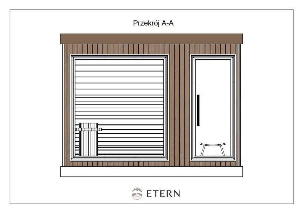 Sauna ogrodowa z przedsionkiem - na wymiar - projekt 3D - Tychy