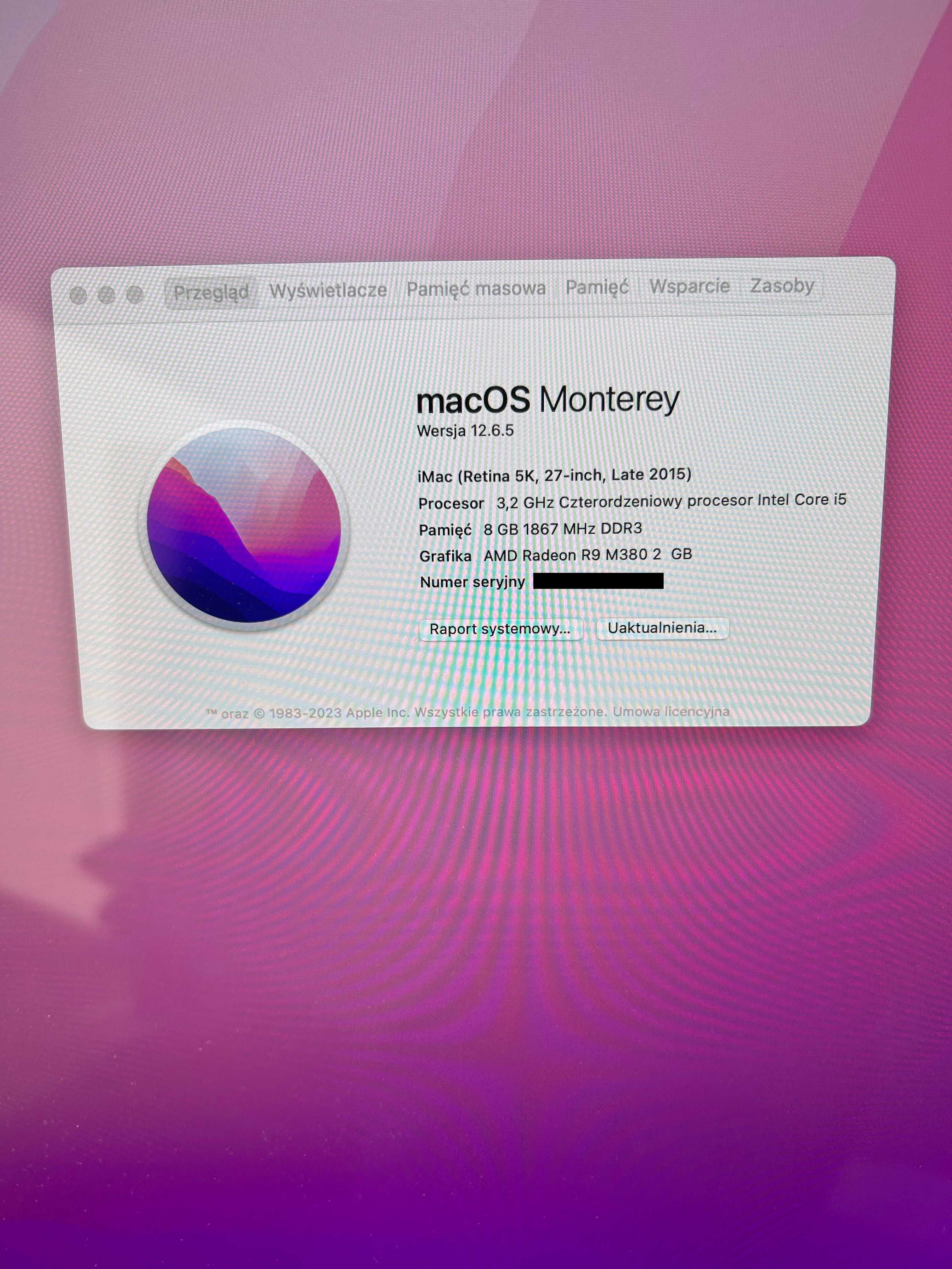 Apple iMac 27'', Retina 5k, Late 2015, intel i5,