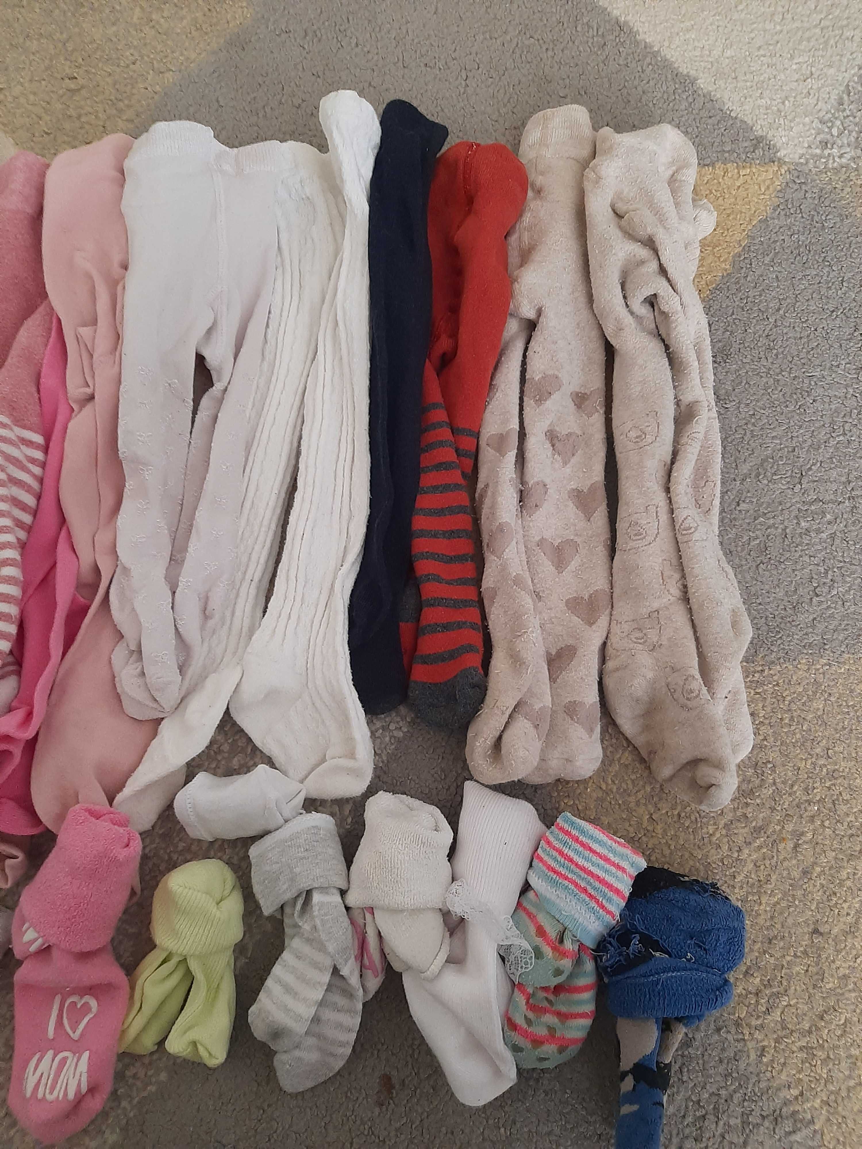Duzy zestaw rajstop skarpet czapek 62 do 80