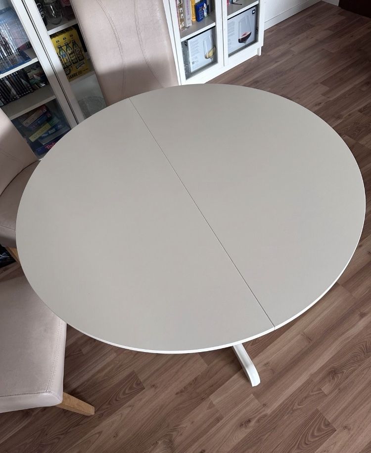 Stol  rozkladany ingatorp okragly bialy ikea / 3 krzesla