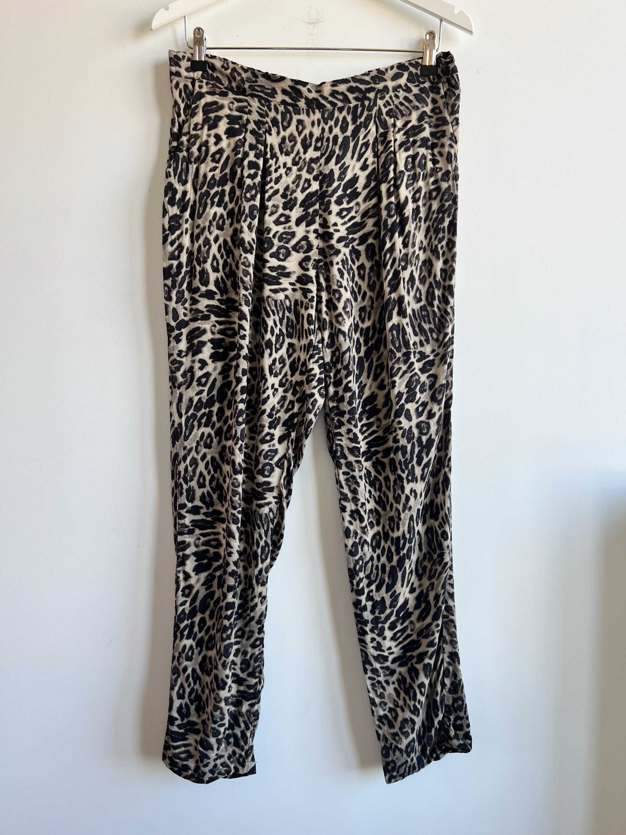 H&M spodnie letnie haremki damskie panterka wiskoza wzory M