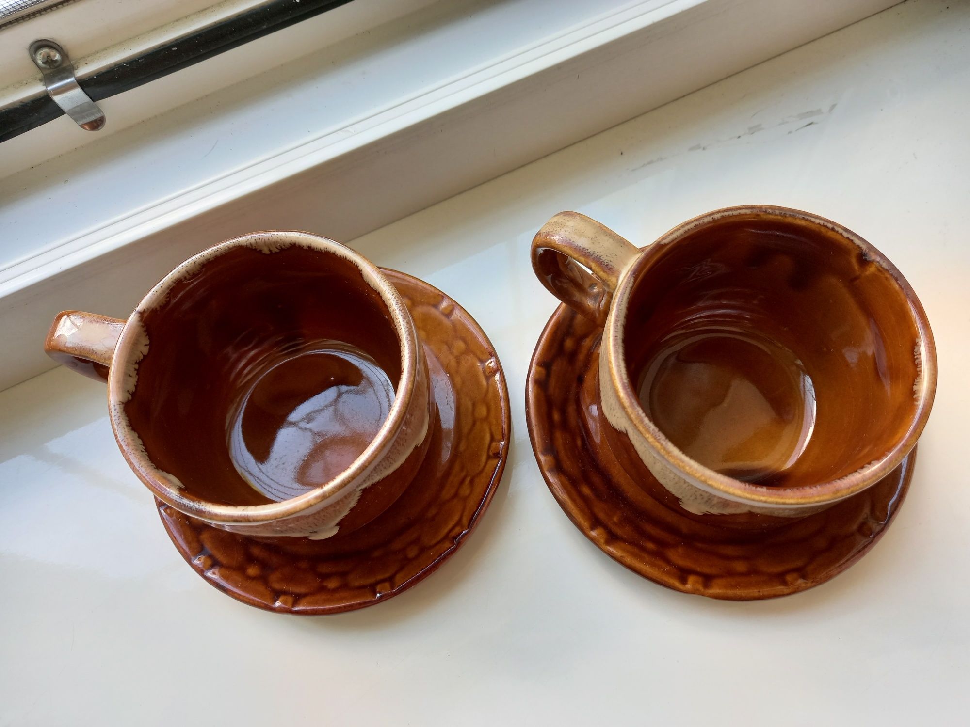 Глиняний кавовий набір (чашки+блюдця)