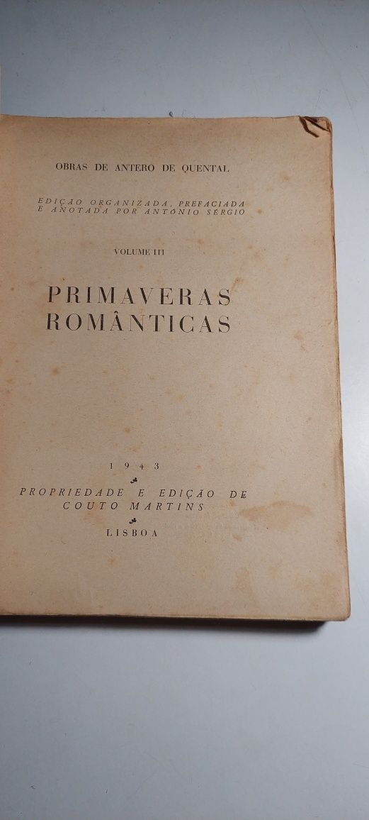 Obras de Antero de Quental - António Sérgio (Volumes I, II, III)