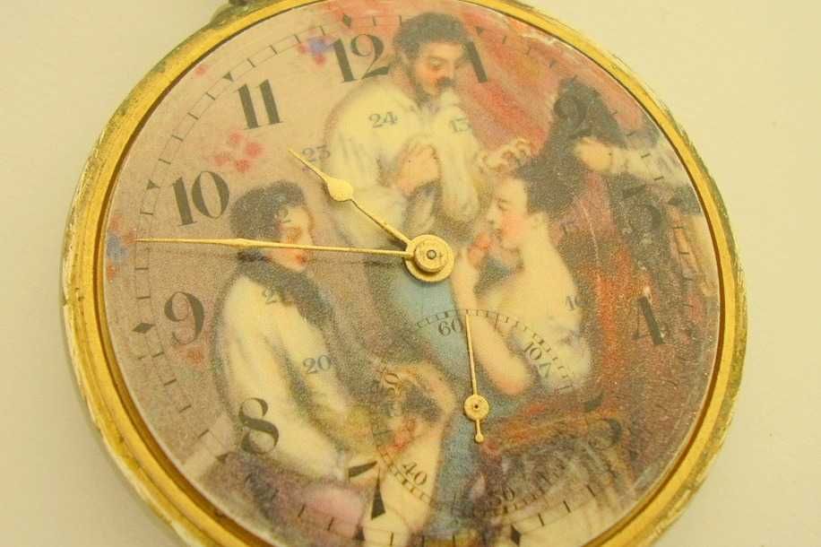 EROTYKA zegarek kieszonkowy EROTIC watch motiv jak iwc omega 1925 rok