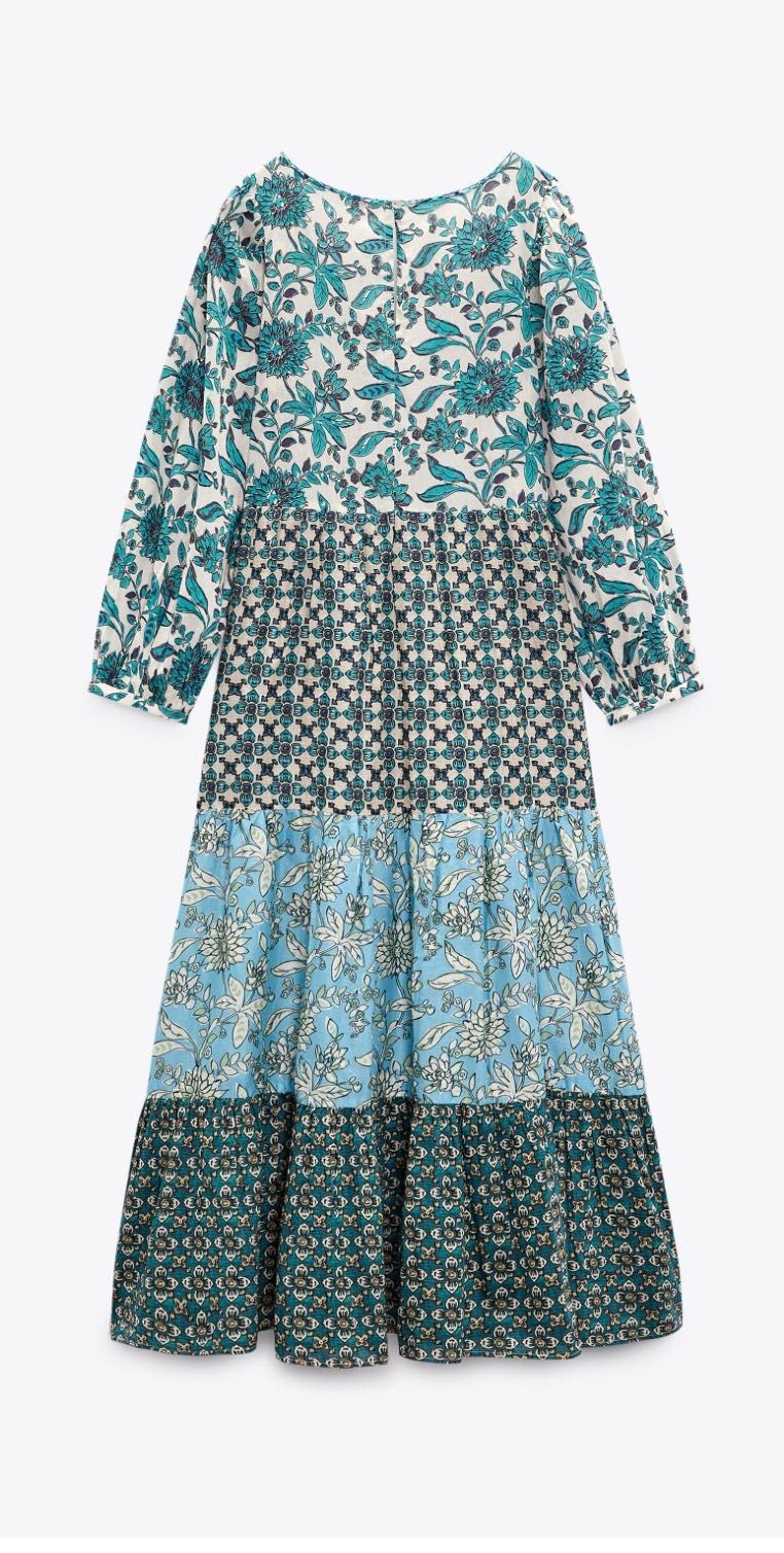 Zara sukienka rozmiar M 100% bawełna patchworkowa midi maxi lekka