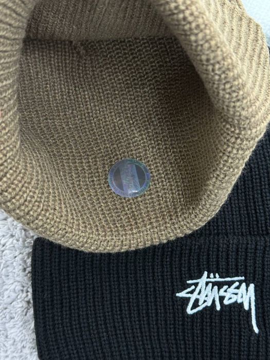 Шапка Stussy чорна/ зимня шапка стусі біла/ шапка унісекс на зиму