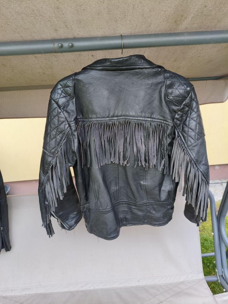 Skórzana kurtka motocyklowa, damska, czarna  r.36