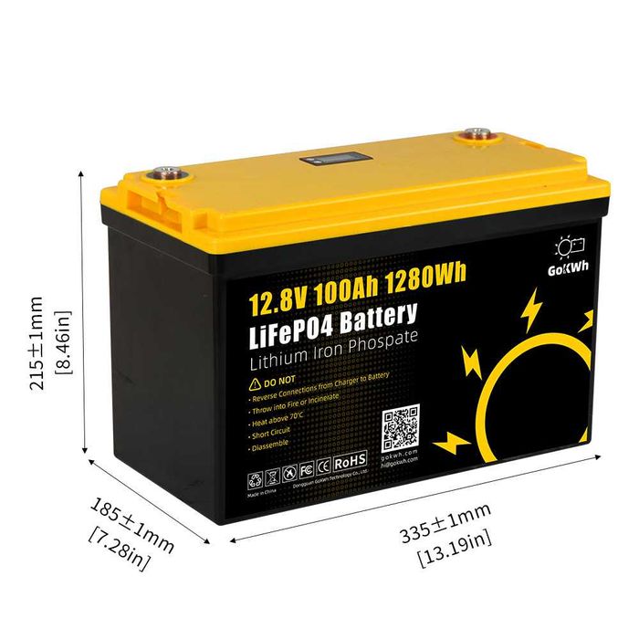 Аккумулятор LiFePO4 GoKwt 12V 100Ah ​​1280Wh з Екраном індикатором