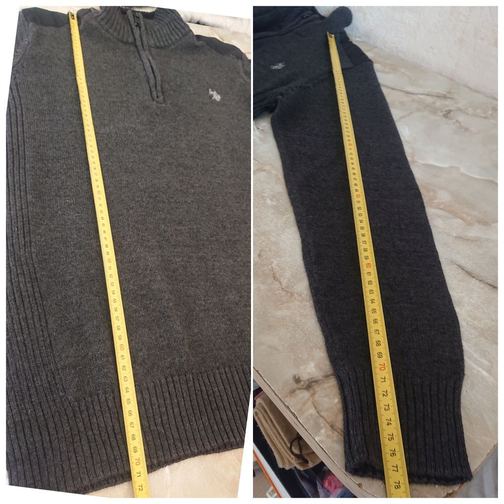 Мужской оригинальный свитер со змейкой U.S.Polo Assn 55%хлопок