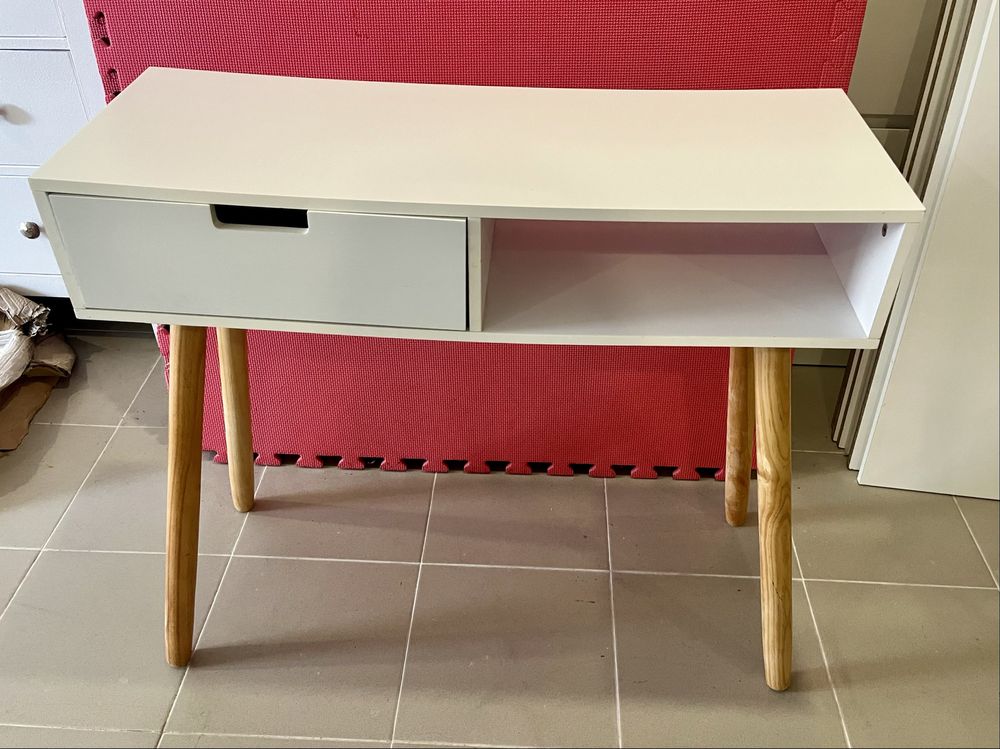 Mesa consola de pinho maciço - branco