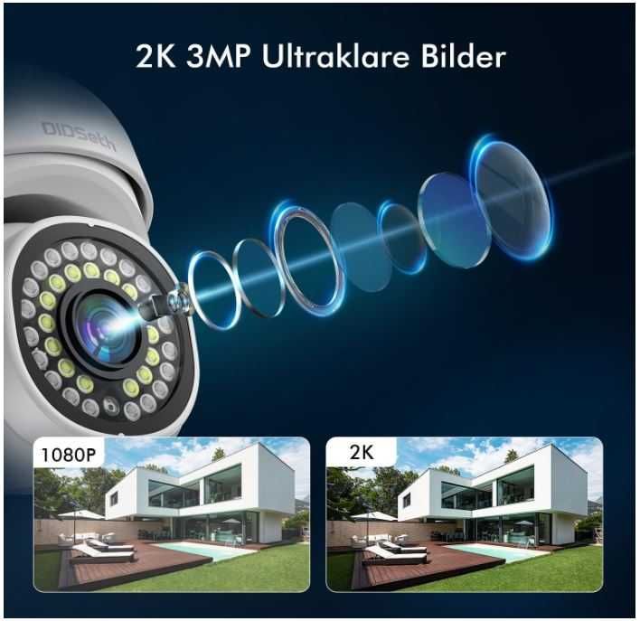 Zewnętrzna kamera  monitoringu Wifi 3MP 2K IP66