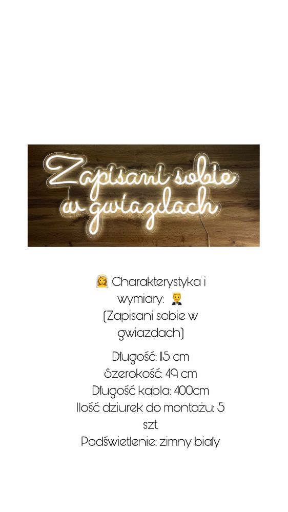 Napis neon led  ZAPISANI SOBIE W GWIAZDACH wesele