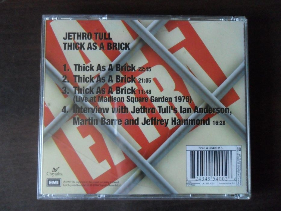 Jethro tull - Thick As A Brick cd