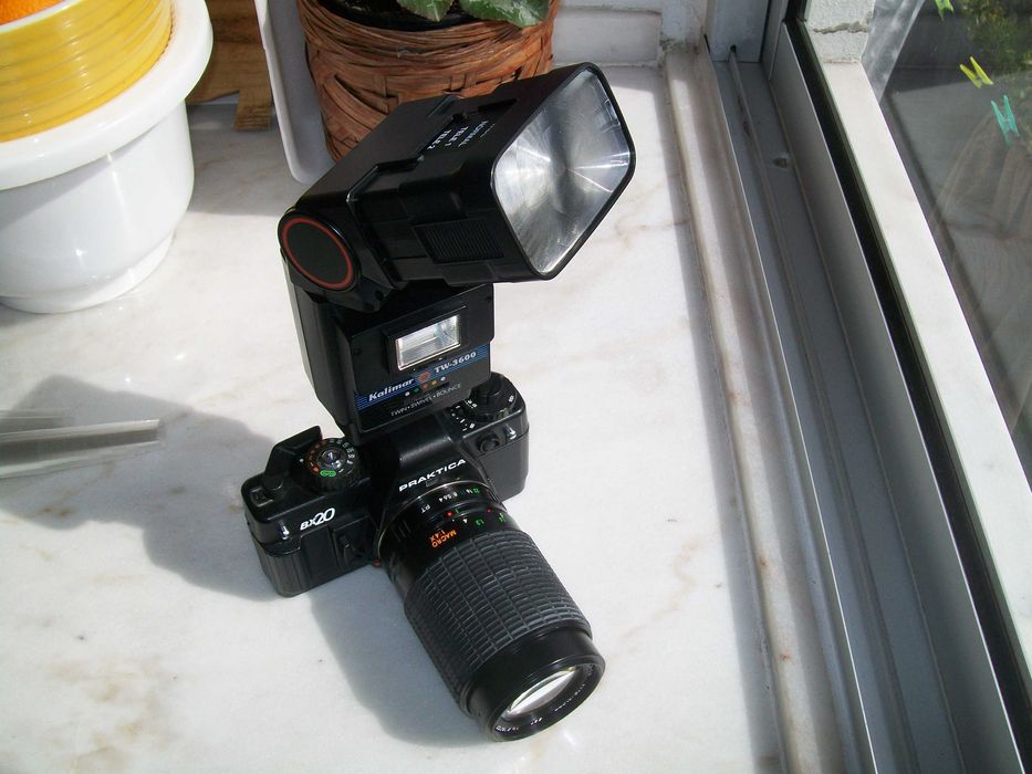 Máquina fotográfica praktica bx20 + flash kalimar tw-3600 + 2 lentes