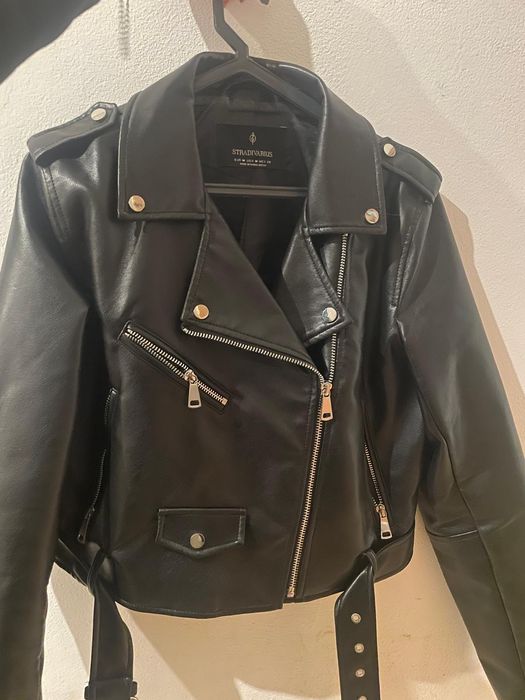 Casaco de couro Stradivarius