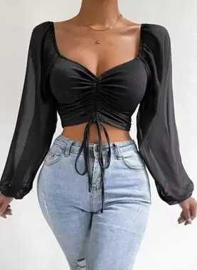 Nowa bluzka damska top crop czarny L