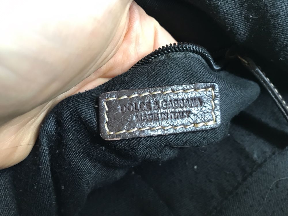 Оригинальная кожаная большая сумка-шоппер Dolce Gabbana