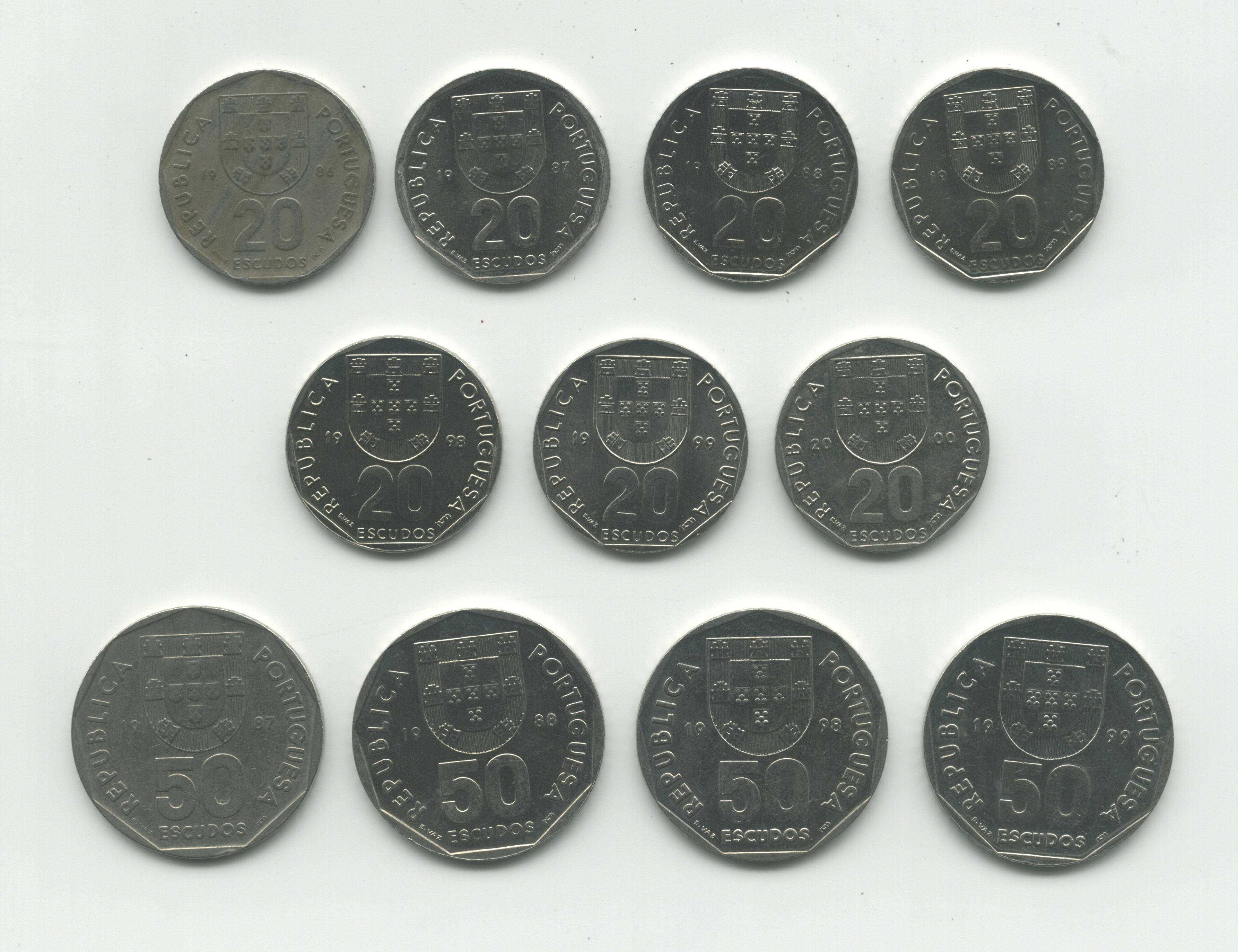Colecção de moedas de 20 Escudos e de 50 Escudos