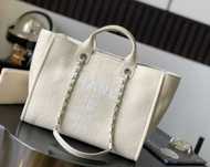 Torebka Chanel Deauville shopper płucienna srebrne okucia