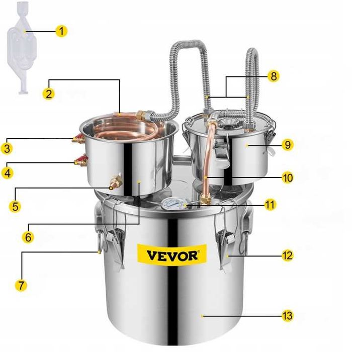 Destylator do ALKOHOLU BIMBRU Wina DESTYLARKA do warzenia piwa 19L