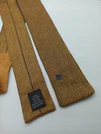 Pierre Cardin żółty bawełniany złoty krawat knit pc14