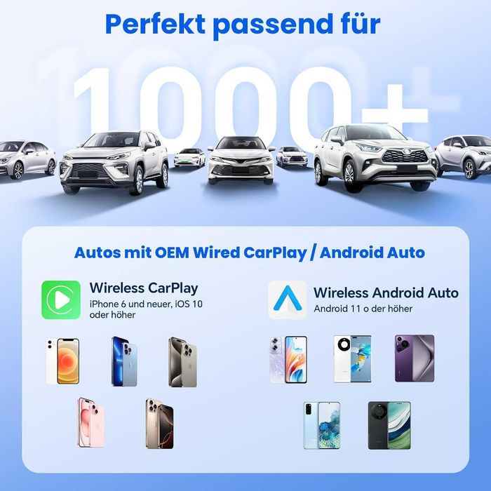 Adapter samochodowy Carplay Android iOS bezprzewodowy, plug and play