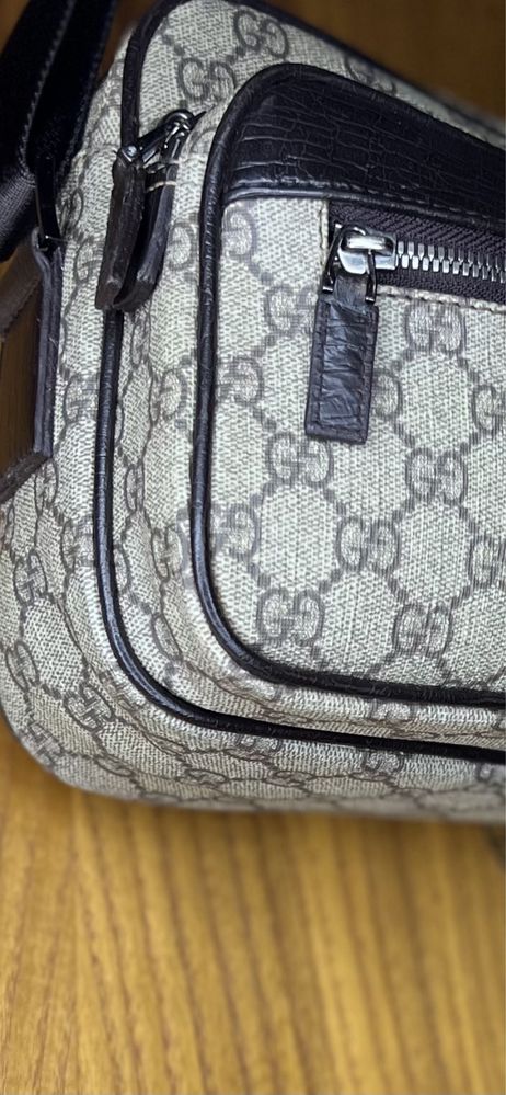 Сумка барсетка мессенджер кожа Gucci оригинал номерная