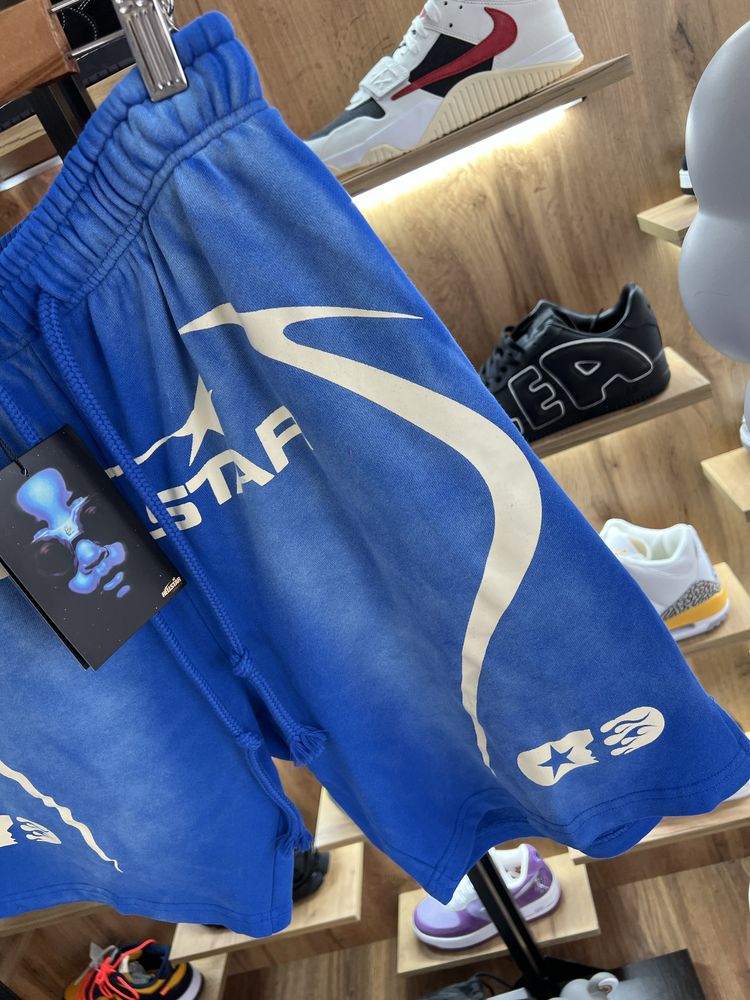 Шорти HELLSTAR Classic Logo Blue/Beige Faded Syna Corteiz