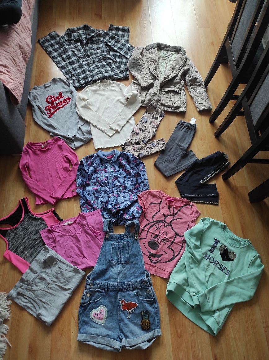 Mega zestaw paka ubranek ubrań dla dziewczynki bluza, koszulka prążek