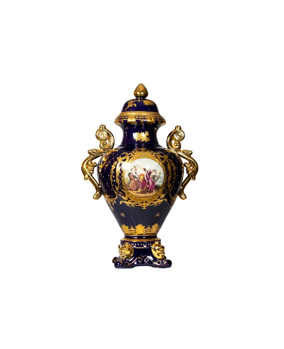 Vaso ânfora porcelana azul | Retier