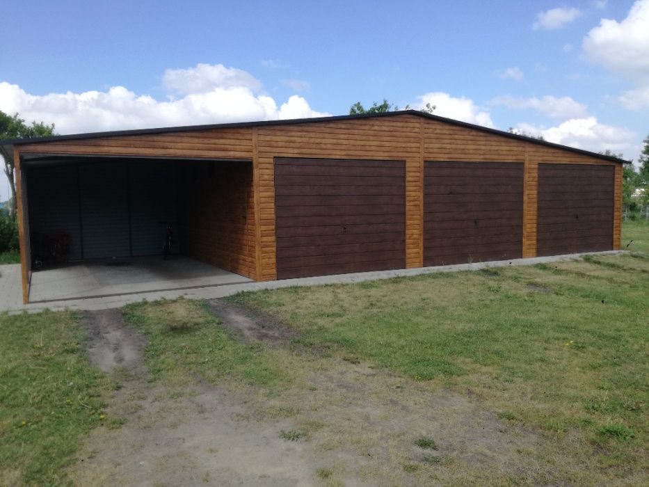 Garaż drewnopodobny blaszany 6x5+ 1,5 wiata, blaszak KOLORY/ROZMIARY