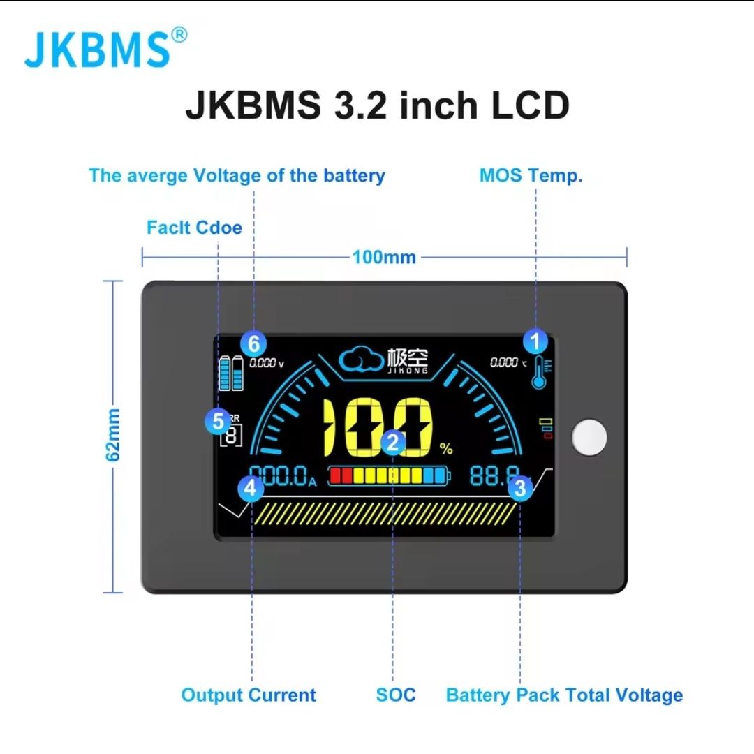 Яскравий дисплей 3.2" jk 360 грн опт, display монітор екран BMS JiKong