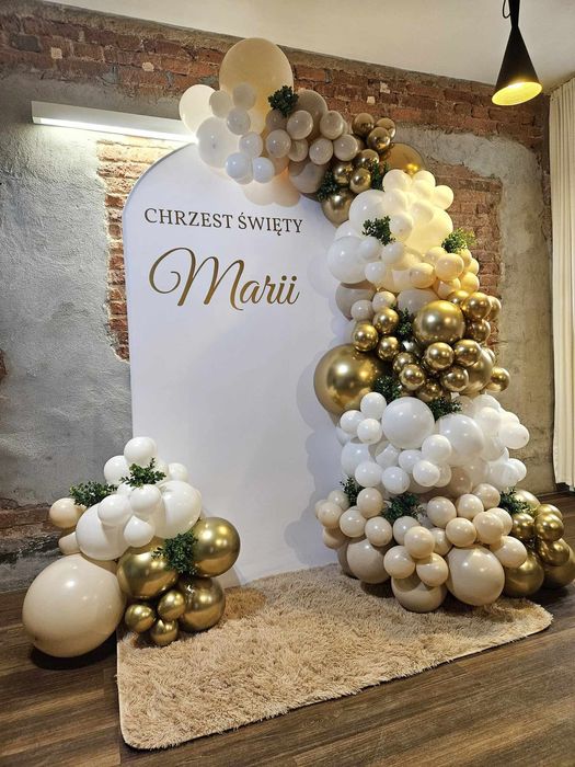 Ścianka balonowa urodziny, roczek, chrzest girlanda balonowa, tło
