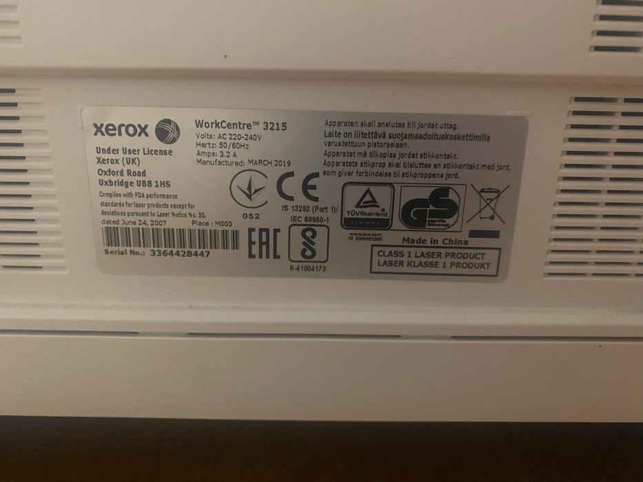 БФП Б/В Xerox WorkCentre 3215, Лазерний друк