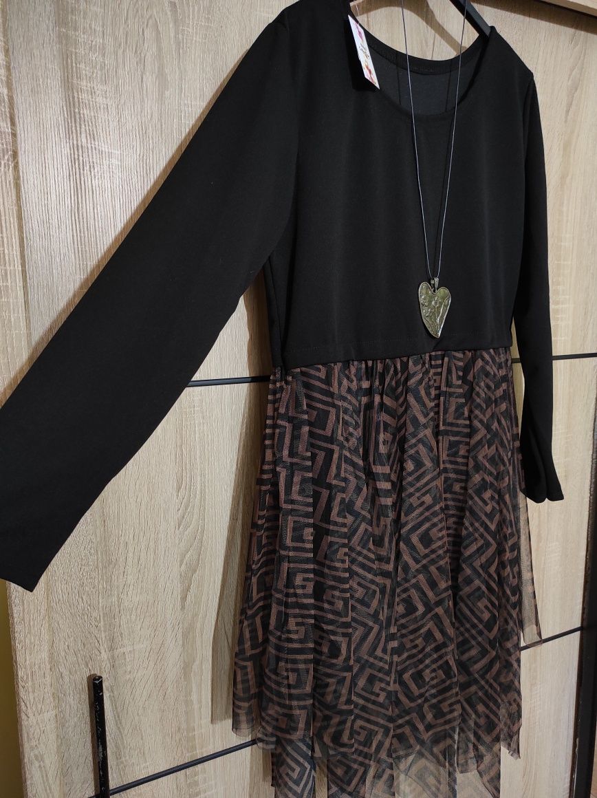 Sukienka tunika siateczka elegancka duży rozmiar Plus size 48 50 elega