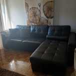 Sofá cama com chaise long castanho chocolate