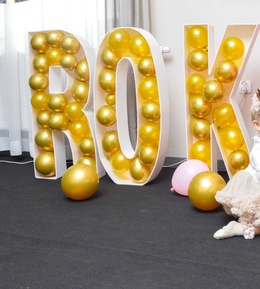 Pudełka na balony na roczek Napis rok