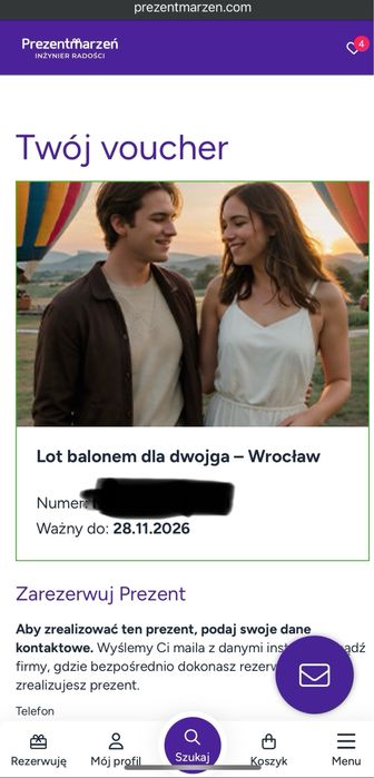 Voucher na lot balonem dla dwojga Wroslaw
