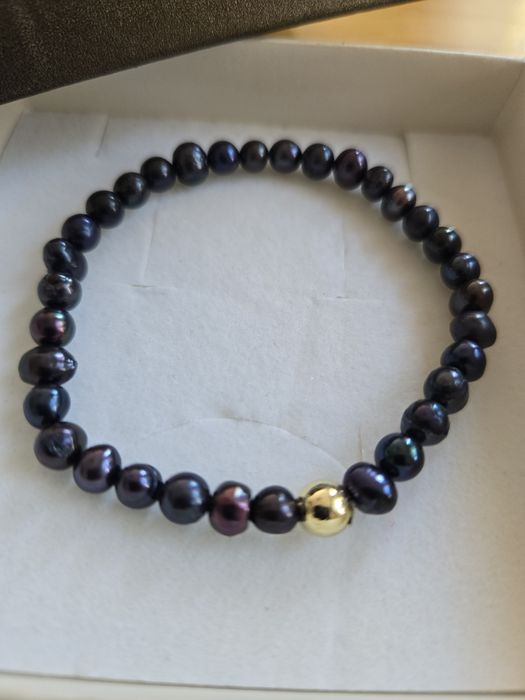 Bransoletka  czarne  perły słodkowodne
