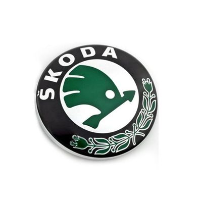 Emblemat Znaczek Logo Skoda 78Mm Czarno-Zielony